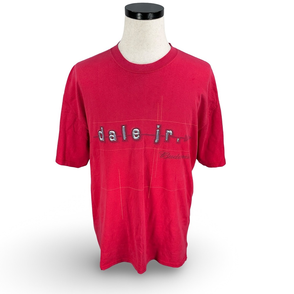 Chase Authentics Dale Jr Budweiser NASCAR Racing T-Shirt Red Mens XL Vintage Y2K